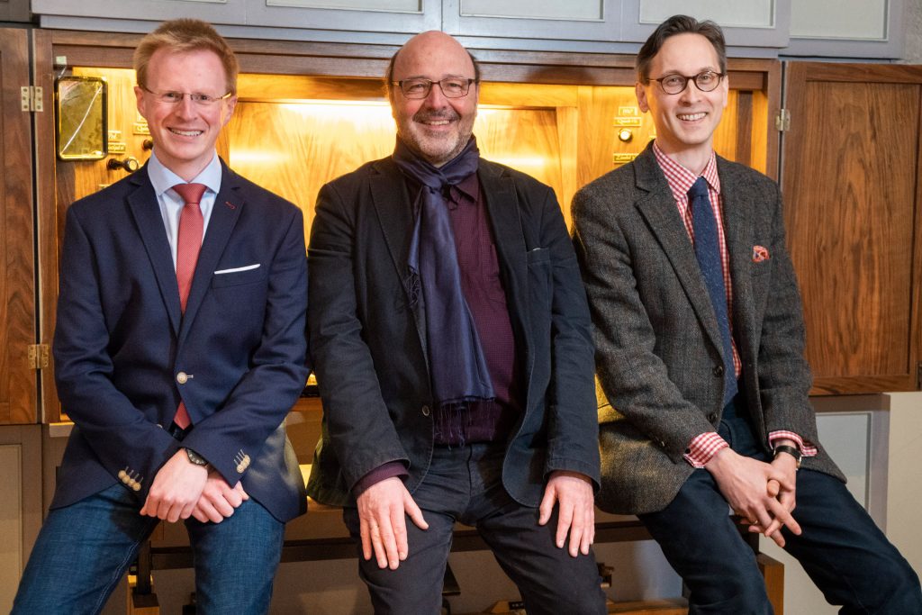 Laden ein zum Orgelspaziergang: (v. l.) Sebastian Freitag, Martin Hoffmann und Tobias Aehlig.
