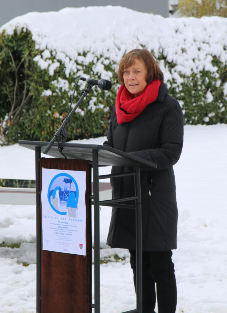 Die Ratsvorsitzende der Evangelischen Kirche in Deutschland und Präses der Evangelischen Kirche von Westfalen, Annette Kurschus hielt die Gedenkansprache. Foto: Axel Langer