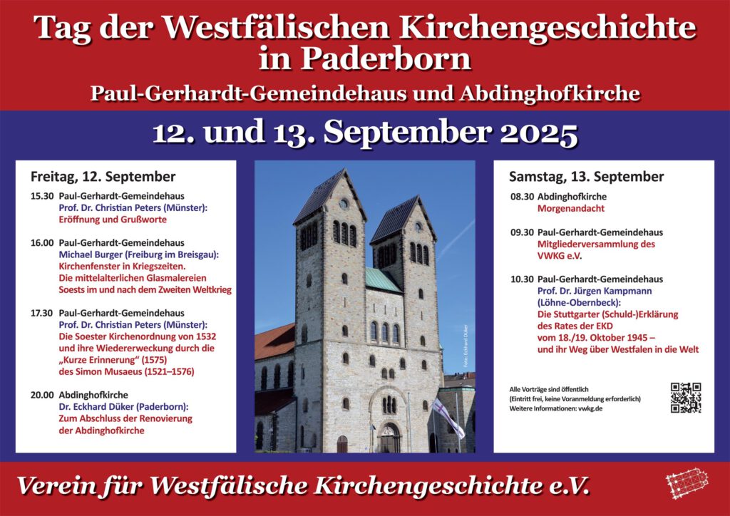 Plakat zum Tag der Westfälischen Kirchengeschichte 2025 in Paderborn.