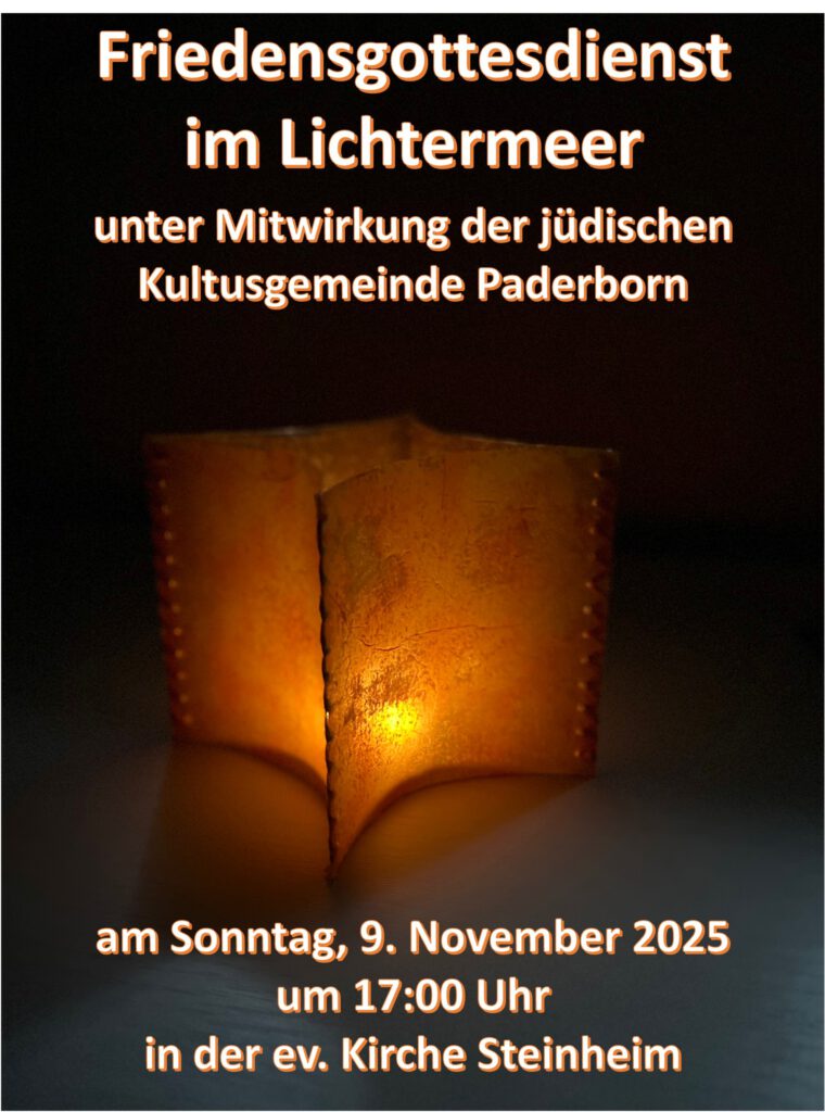 Plakat mit Kerzenlicht zum Gottesdienst am 9. November in Steinheim.