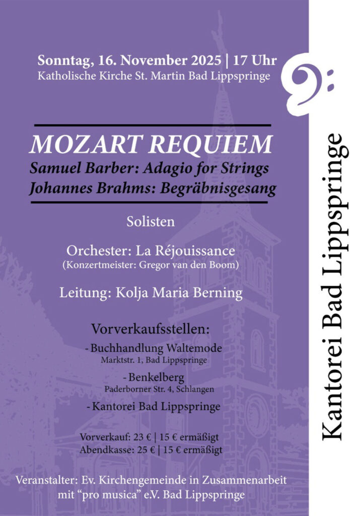 Plakat Mozart-Reqiem am 16. November 2025 in Bad Lippspringe.