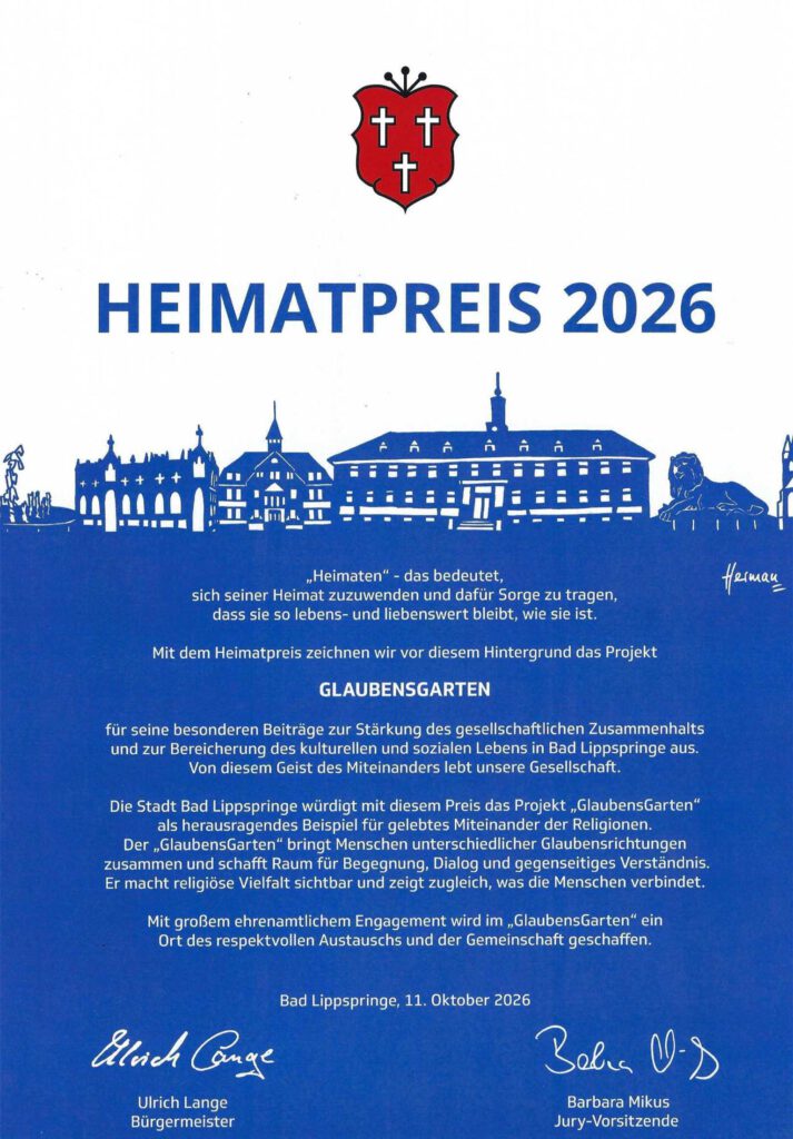 Urkunde des Heimatpreises